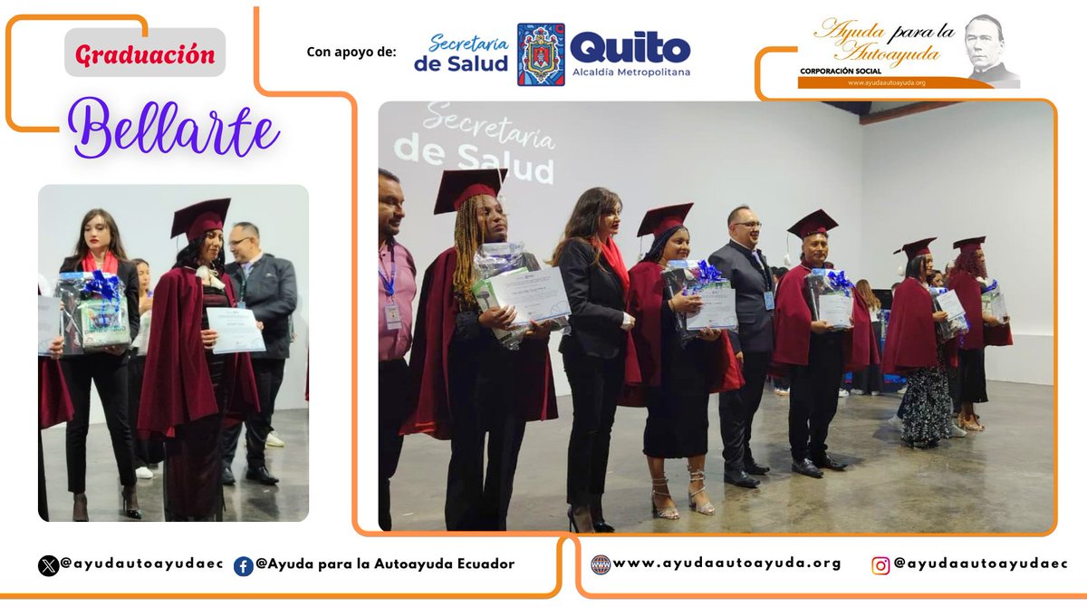 ayudautoayudaec's tweet photo. 🌟¡Felicitamos a las nuestras graduadas de la 12ª cohorte #Bellarte donde se formaron en cosmetría, peluquería, manicura y pedicura, fortaleciendo autoestima y empoderamiento. 👏 Con certificación del Municipio de Quito y @intesud_quito, abren nuevas oportunidades para ellas. https://t.co/isHf4779UA