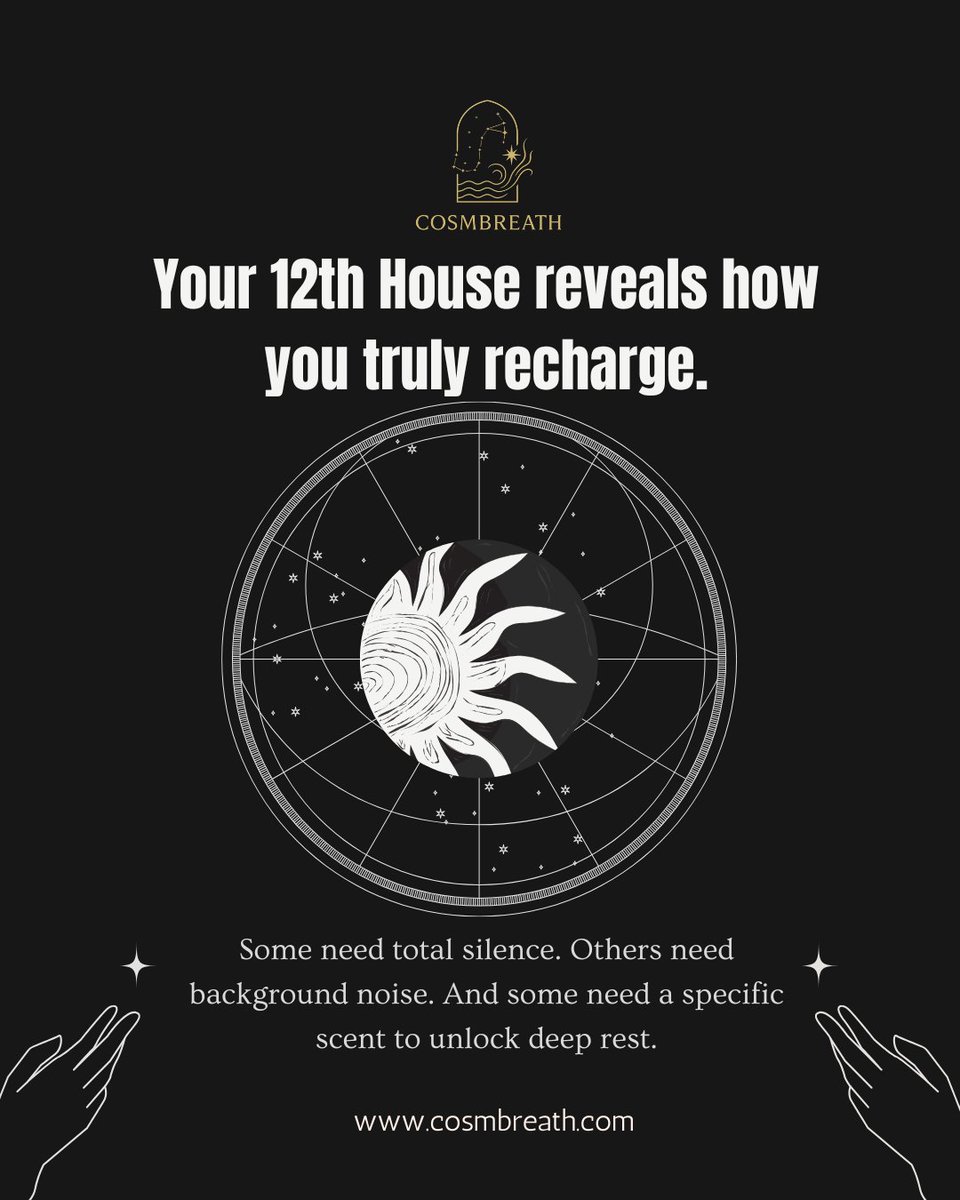 cosmbreath's tweet image. 🕯️ Your 12th House reveals how you truly recharge.
Some need total silence. Others need background noise. And some need a specific scent to unlock deep rest.
Where's your favorite place to be completely alone? 👇
cosmbreath.com

#AloneTime #12thHouse