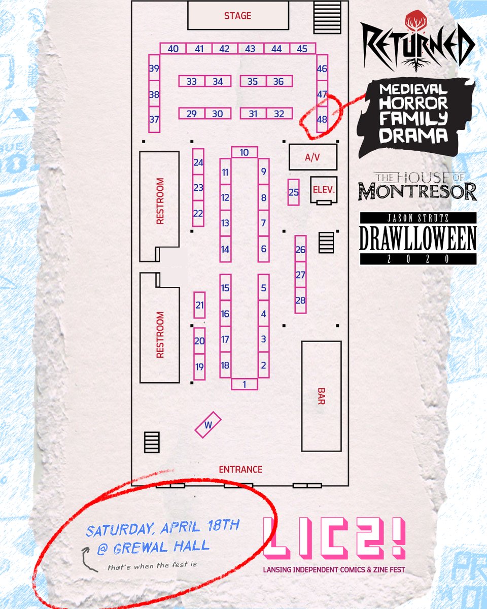 strutzart's tweet image. Lansing! Saturday! LICZ Fair at Grewal Hall 11-5pm. Come grab Returned Part One &amp;amp; Two, Montresor, Poe stories, and more spooky comics! #licz #zines #indiecomics