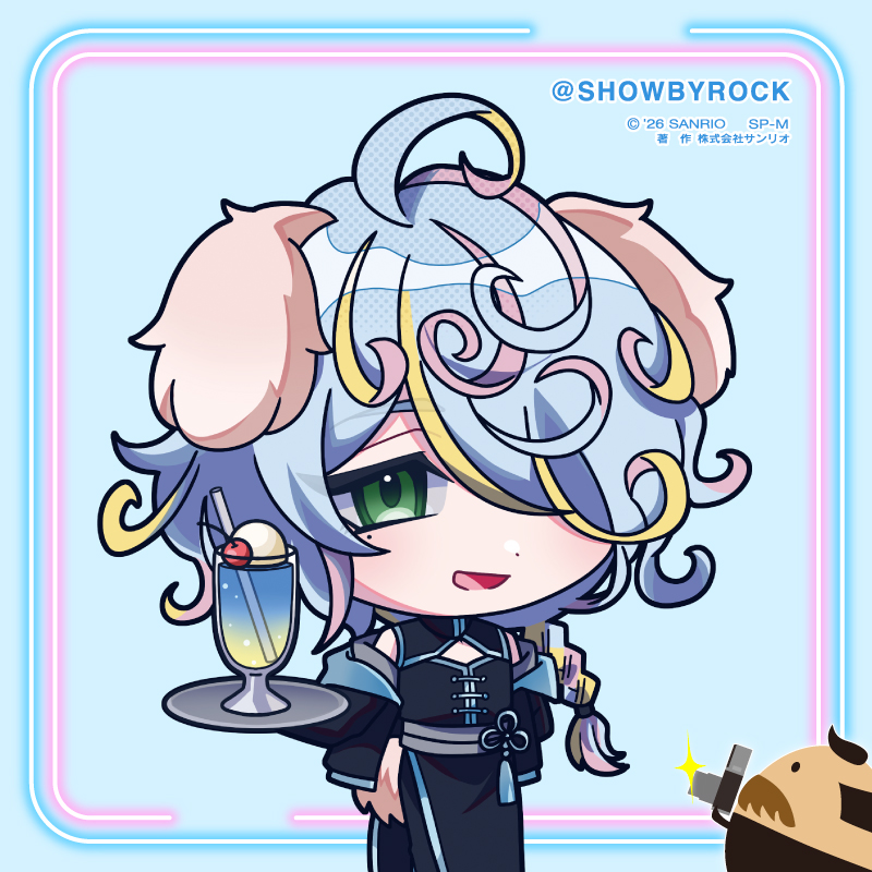 SHOWBYROCK's tweet photo. 「ふふ、今日も投票ありがとうございます。けれど頑張りすぎには気を付けてくださいね。さあ、ドリンクはいかがですか？」
#サンリオキャラクター大賞 #SB69 
https://t.co/rPeOEVYoqX https://t.co/SLEWRcvFHj