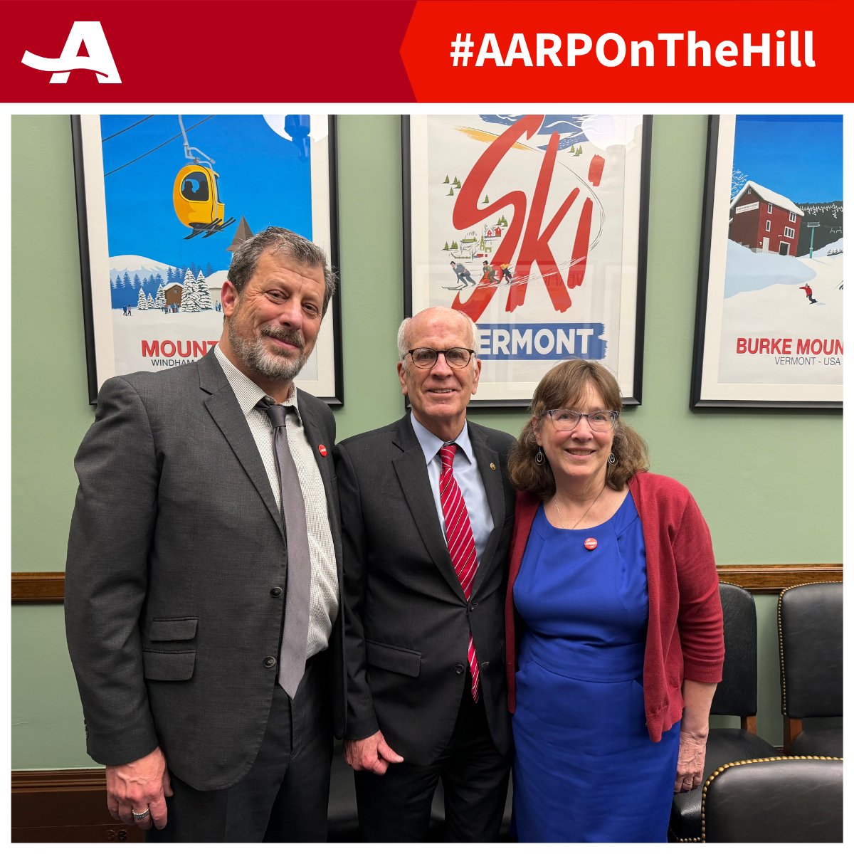 AARPVT's tweet photo. @SenSanders @RepBeccaB @SenPeterWelch We discussed issues like Social Security, fraud prevention, and caregiver support https://t.co/NPw38l6n6I