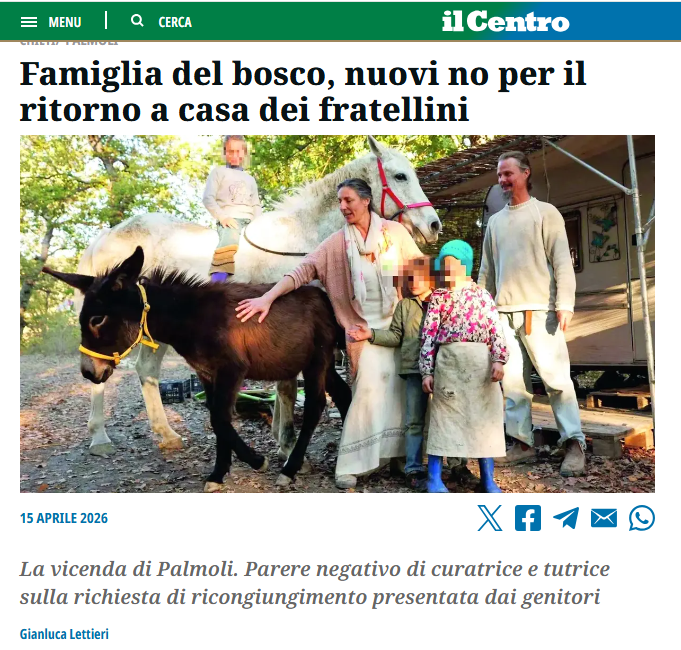 #famiglianelbosco:curatrice e tutrice esprimono parere negativo sulla richiesta di #ricongiungimento che dovrà essere decisa dalla C. d'Appello #Aquila, sez.minori,il 21 aprile. 
Il parere non è vincolante, ma... alle favole non credo.
#Palmoli #Vasto #deportazioniburocratiche