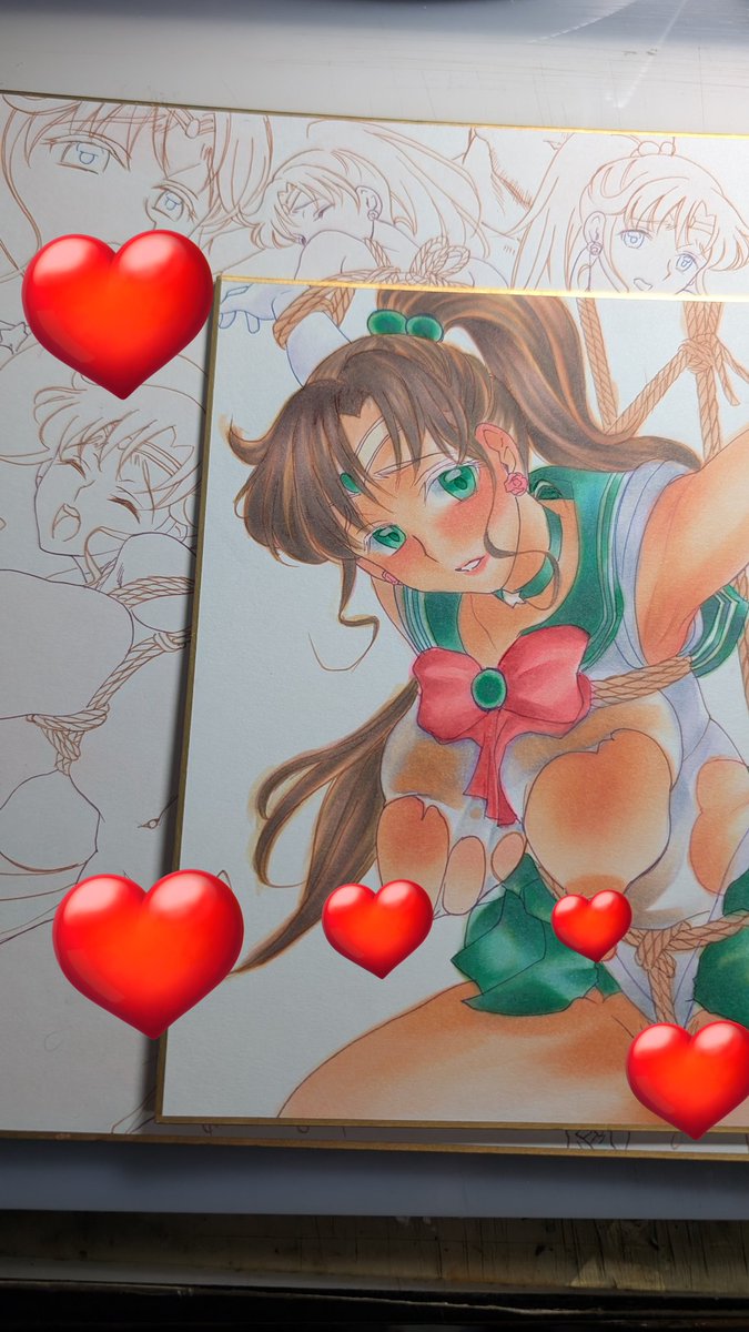 新作大中色紙只今製作中です。
完成しているシーラ様とエミさんの大色紙は明日以降アップさせて頂きます。 
#アナログイラスト
#コピック 