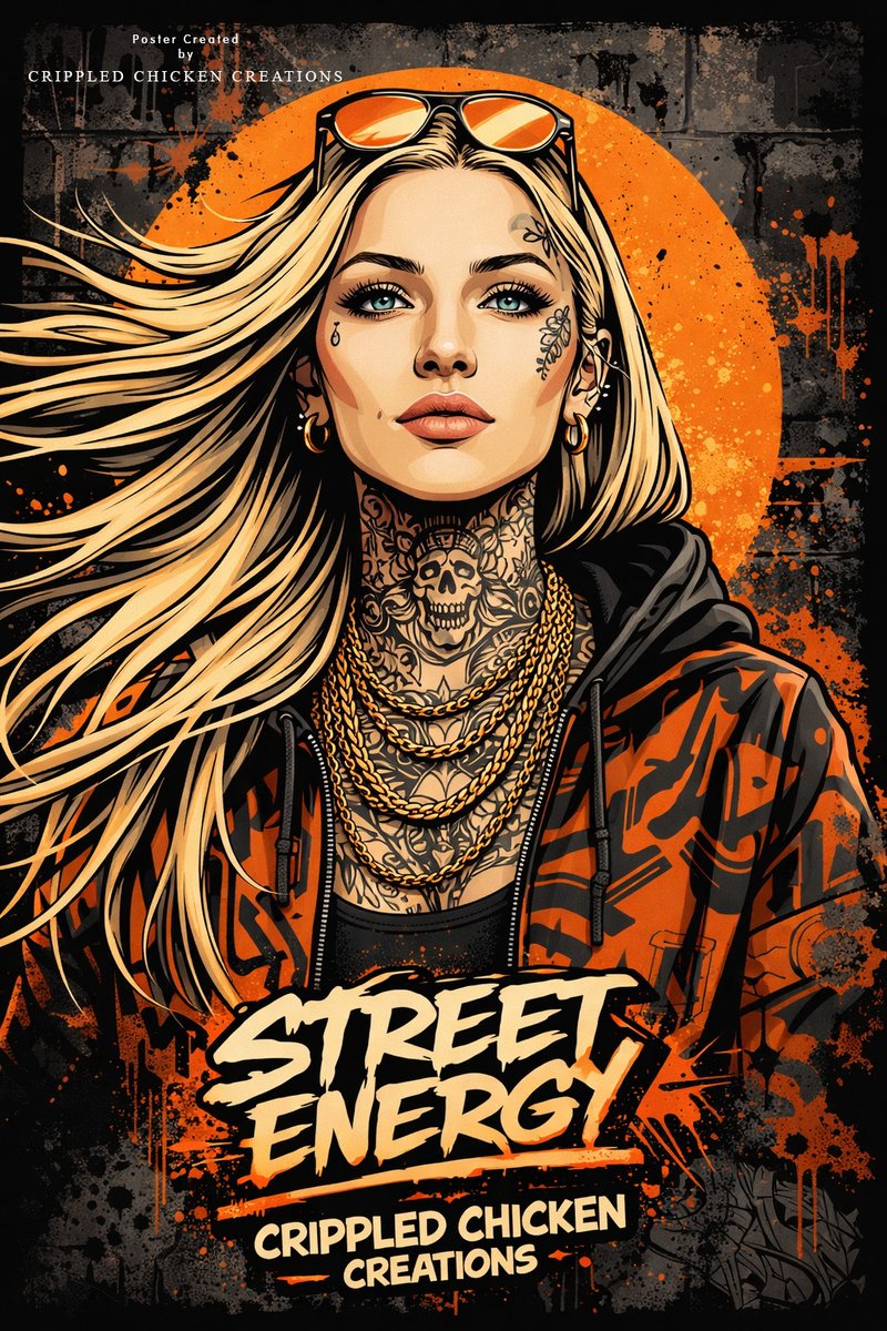 ChickenCrippled's tweet image. STREET ENGERY

#graphic, #graphicdesign, #art, #artwork, #crippledchickencreations, #aiart,