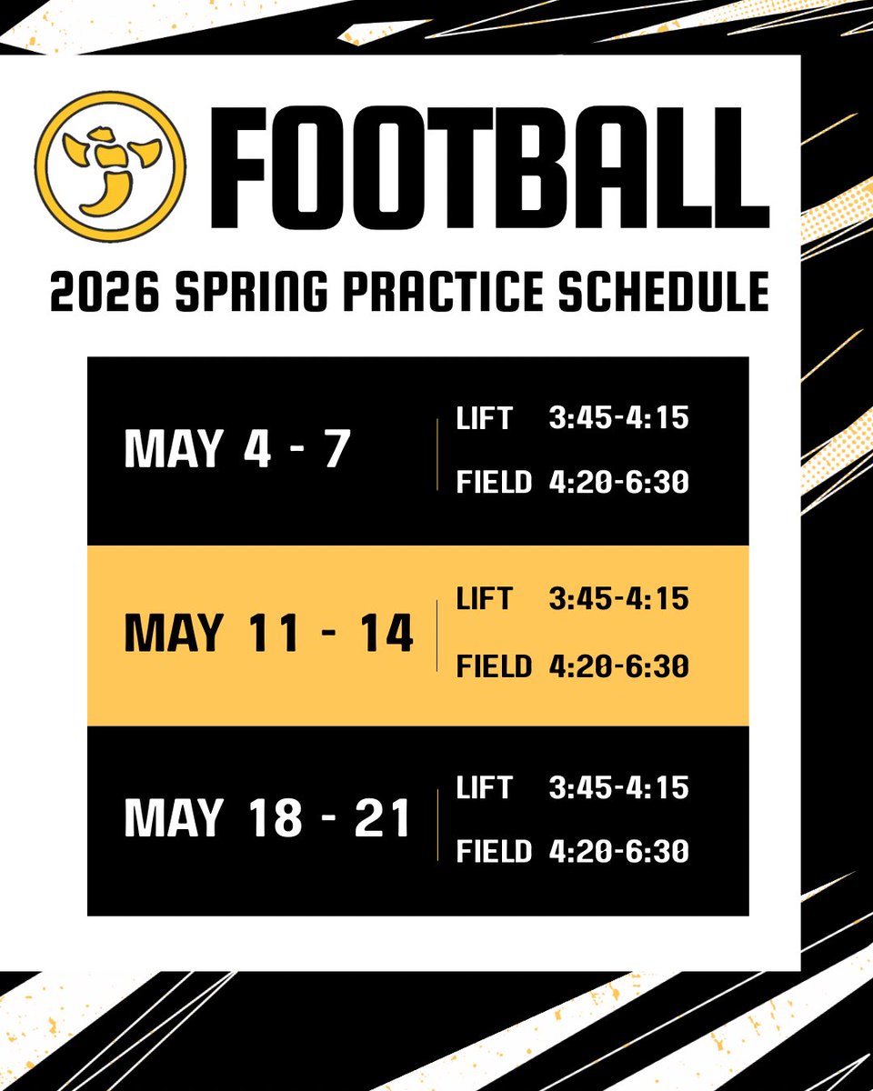 We’re back at it.

Spring Ball loading… 

May 4–7 
May 11–14 
May 18–21

Time to work!