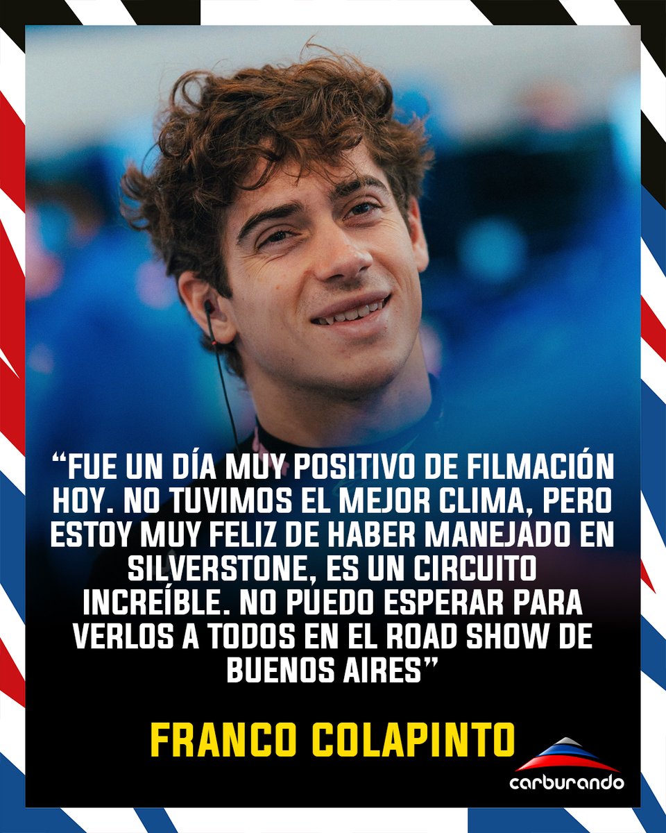 CarburandoTV's tweet image. 👀 Tras completar el “filming day” con @AlpineF1Team en Silverstone, @FranColapinto le dejó un mensaje a todos los argentinos, sobre lo que se viene.

#F1 #Colapinto