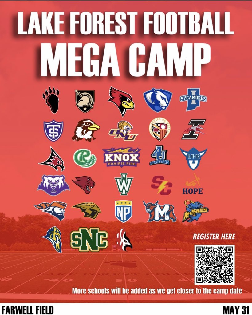 connordebora2's tweet photo. Thank you @CoachMW_51 and Lake Forest College for the Mega Camp invite. Excited for the opportunity to compete! @LFC_FOOTBALL @OfficialNCHSFB @PrepRedzoneIL https://t.co/ktlidBom3Y