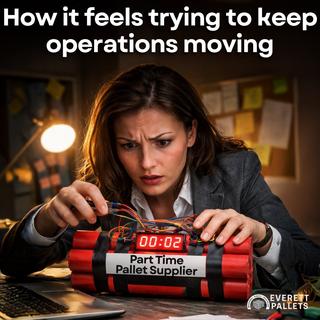 EverettPallets's tweet image. The shipment's here, the dock is ready, and the #pallets are... somewhere. Somewhere is not here. 😅