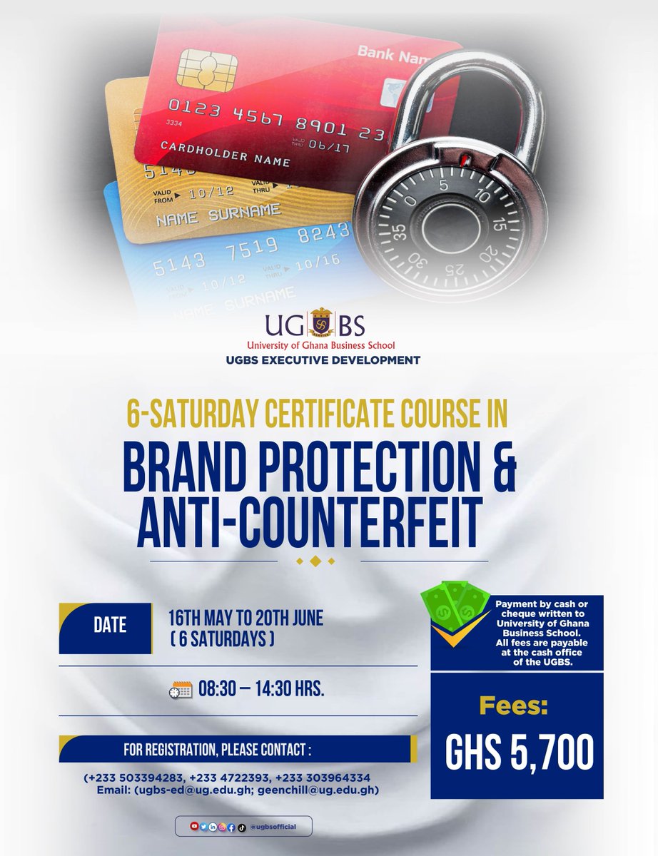 ugbsofficial's tweet image. Lead smarter. Protect better. 💼✨

Join UGBS ED programs in AI strategy &amp;amp; brand protection.

📞 +233 503394283 / +233 4722393 / +233 303964334
📧 ugbs-ed@ug.edu.gh| geenchill@ug.edu.gh

#UGBS #ExecutiveEducation #AIinBusiness #BrandProtection