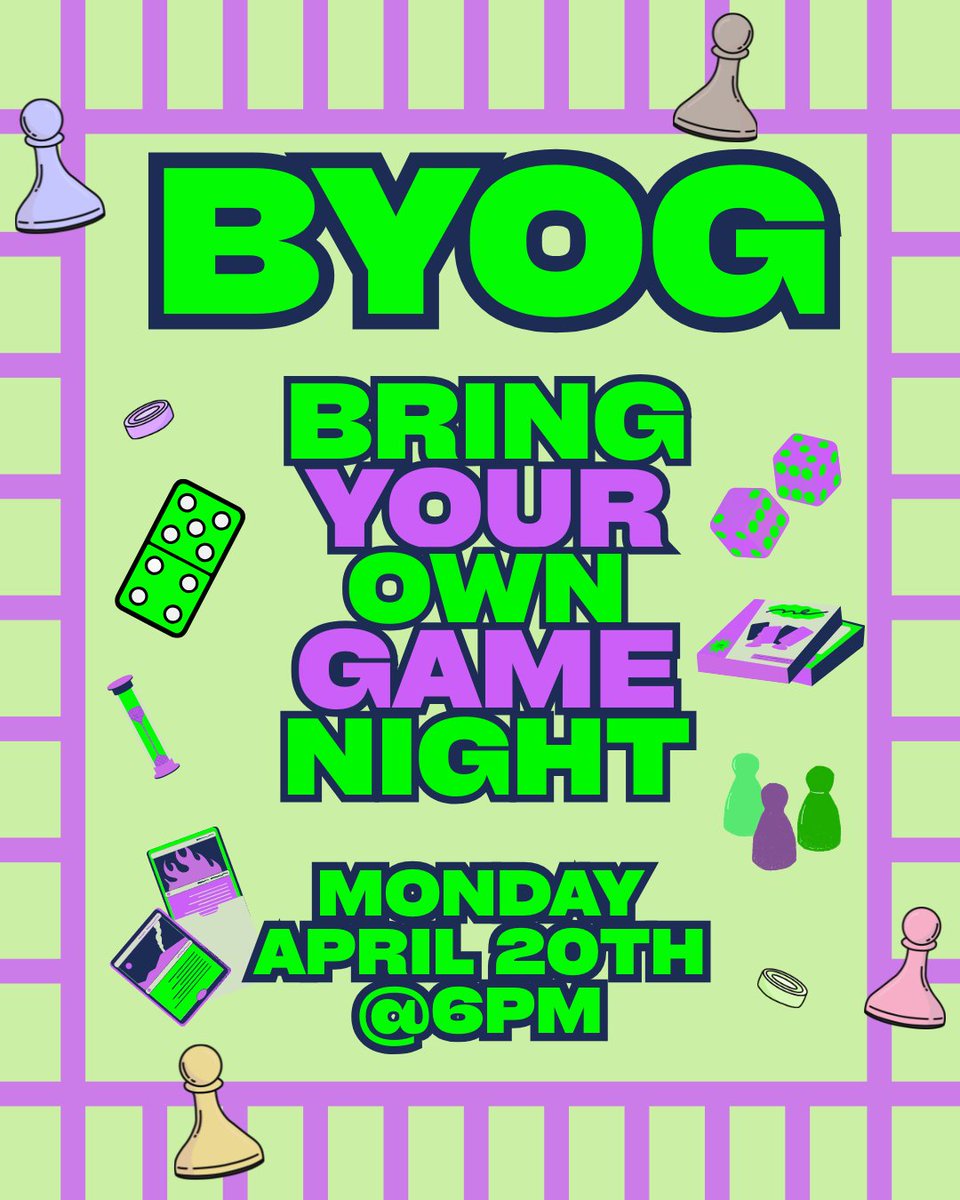 JAFComics's tweet image. BYOG Bring Your Own Game 🎲🃏 Monday, April 20 at 6 PM

Have a game you want to try or love to teach? Bring it and share 🎉 Bring a friend, family, or a date and enjoy a night of games

No table fee + 10% off board games 🛍️ Monday evening for attendees

#JAFComics #GameNight