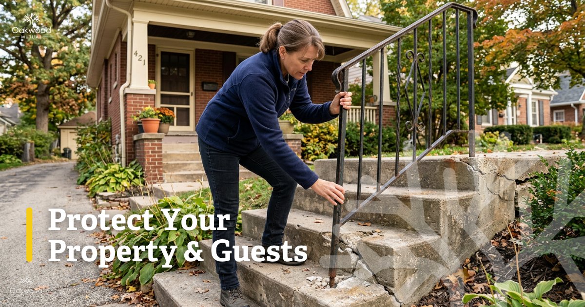 Loose railings or uneven steps can lead to more than damage. They can create liability risks if someone is injured.
A quick inspection can make a difference.
oakwoodmutual.com/deck-porch-sta…