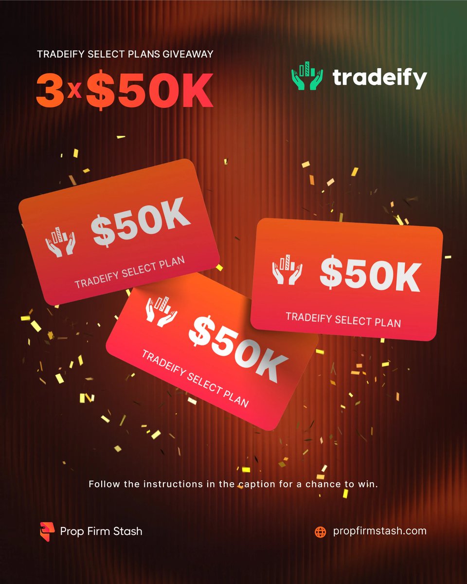 PropFirmStash's tweet photo. ROUND 2…BECAUSE WHY NOT🔥

It's @Tradeify Week here at https://t.co/4oEf8cePqa so we’re giving away 3 MORE $50K Select Plan accounts!

To enter: 
➫ Follow @Tradeify & @PropFirmStash
➫ Like, repost & comment "ROUND 2"

Bonus entry:
➫ Tag 3 trader friends

⏳Winners announced in 39 hours
 Friday, April 17th at 9:00 AM EST

Good luck! 🐿️

PS: Code STASH still gets you 40% off any Tradeify account…