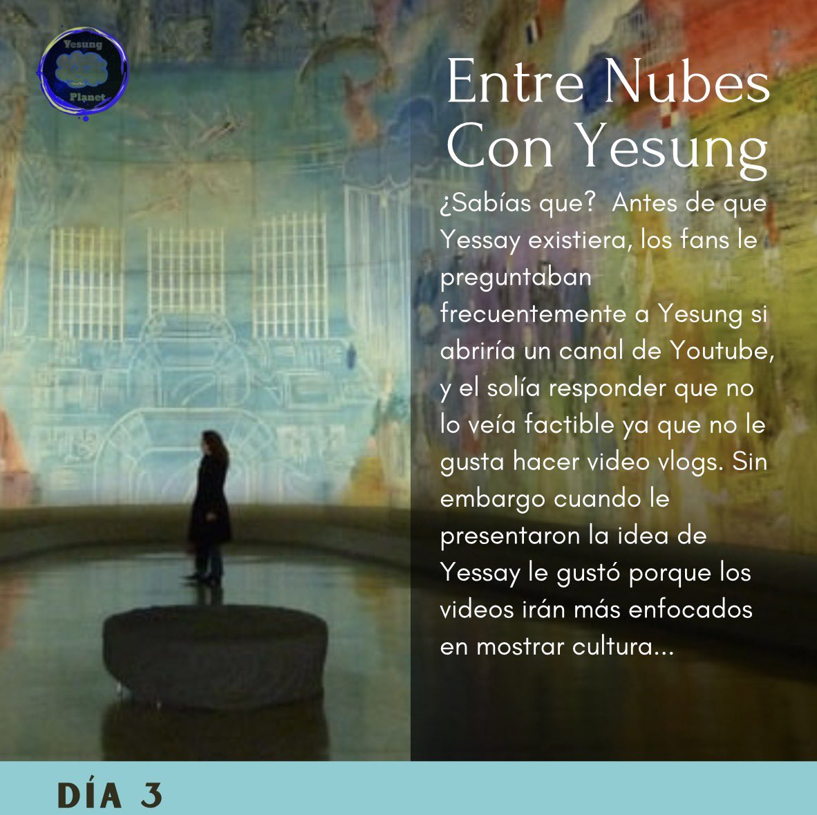 Día 3:

Con el regreso de una nueva temporada de #Yessay les traemos un pequeño dato, no se olviden de ir a verlo y comentarlo

#EntreNubesConYesung
<a href="/shfly3424/">Yesung</a> <a href="/YESUNG_smtown/">YESUNG official</a> 

youtu.be/OjBQsCEJ4AE?si…
