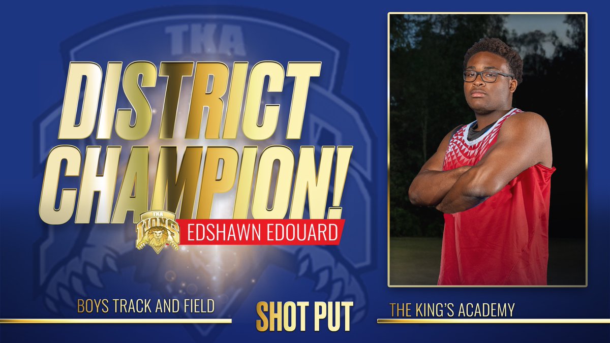 TKALions's tweet photo. Edshawn wins his second district title of the day! District champ in the discus and the shot put! #tkatrack 

@TKAWPB @pbphighschools @ESPNWestPalm https://t.co/TfJVxQkSfP