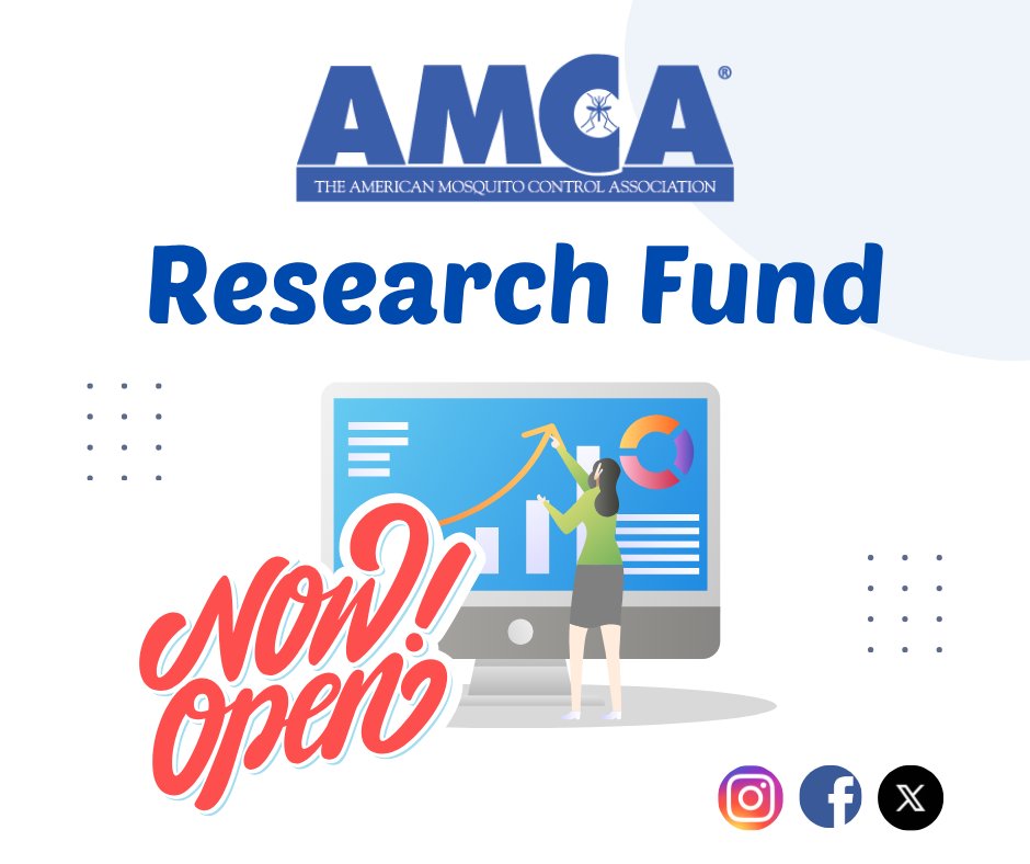 AMCAmosquito's tweet image. The AMCA #Research Fund is a vital initiative aimed at driving research in the field of #mosquito control and related topics, hopefully leading to new tools and strategies. Visit mosquito.org/research-fund learn more and begin the submission process, open now through June 12. 🦟💙