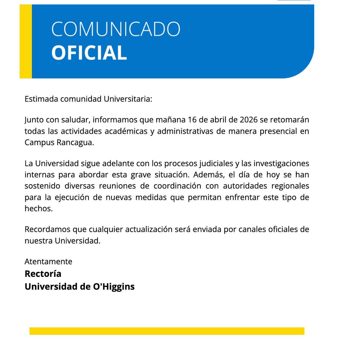 Universidad de O'Higgins tweet media