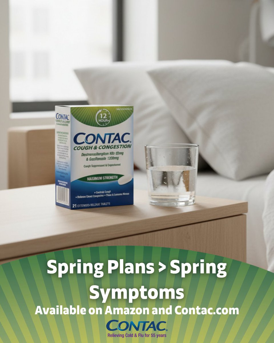 HelloContac's tweet image. Spring plans &amp;gt; spring symptoms 💚
 Stay ahead of cough &amp;amp; congestion with Contac®. #Contac #SpringReady #ColdRelief