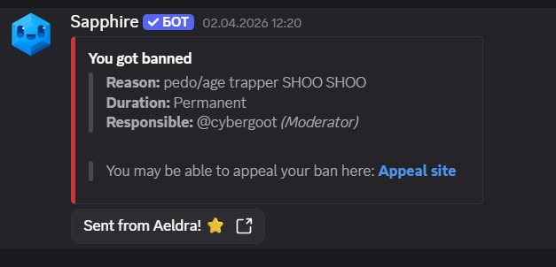 nevadafml's tweet photo. @Carlsrealm LMAO is this aelrda?

The owner is a chud and i abandoned the account i used for the server and they banned me with this reason: I have zero words. ZERO proof and I never even did this..? Never gave a fuck anyway my twin woah left and so did I 😭💔 https://t.co/gZAd8JFrYw
