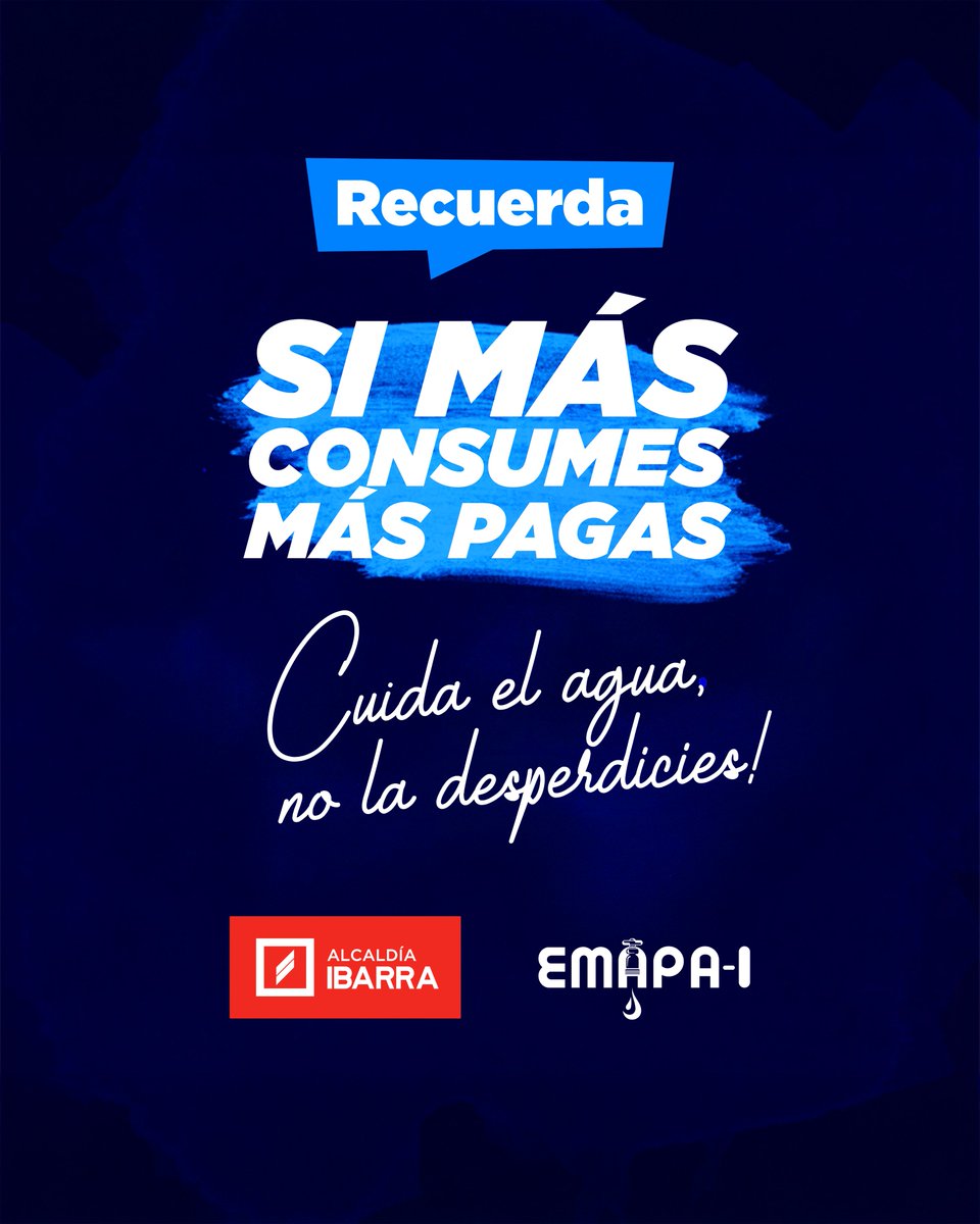 💧 Cada gota cuenta - - - Recuerda

Si más consumes, más pagas 💸 Cuida el agua y evita desperdiciarla.

Ahorrar agua también es ahorrar en tu hogar 😉
✨No la desperdicies. 🌎💙

#AlcaldíaDeIbarra #EMAPAIbarra #CadaGotaCuenta #CuidemosElAgua #ConsumoResponsable