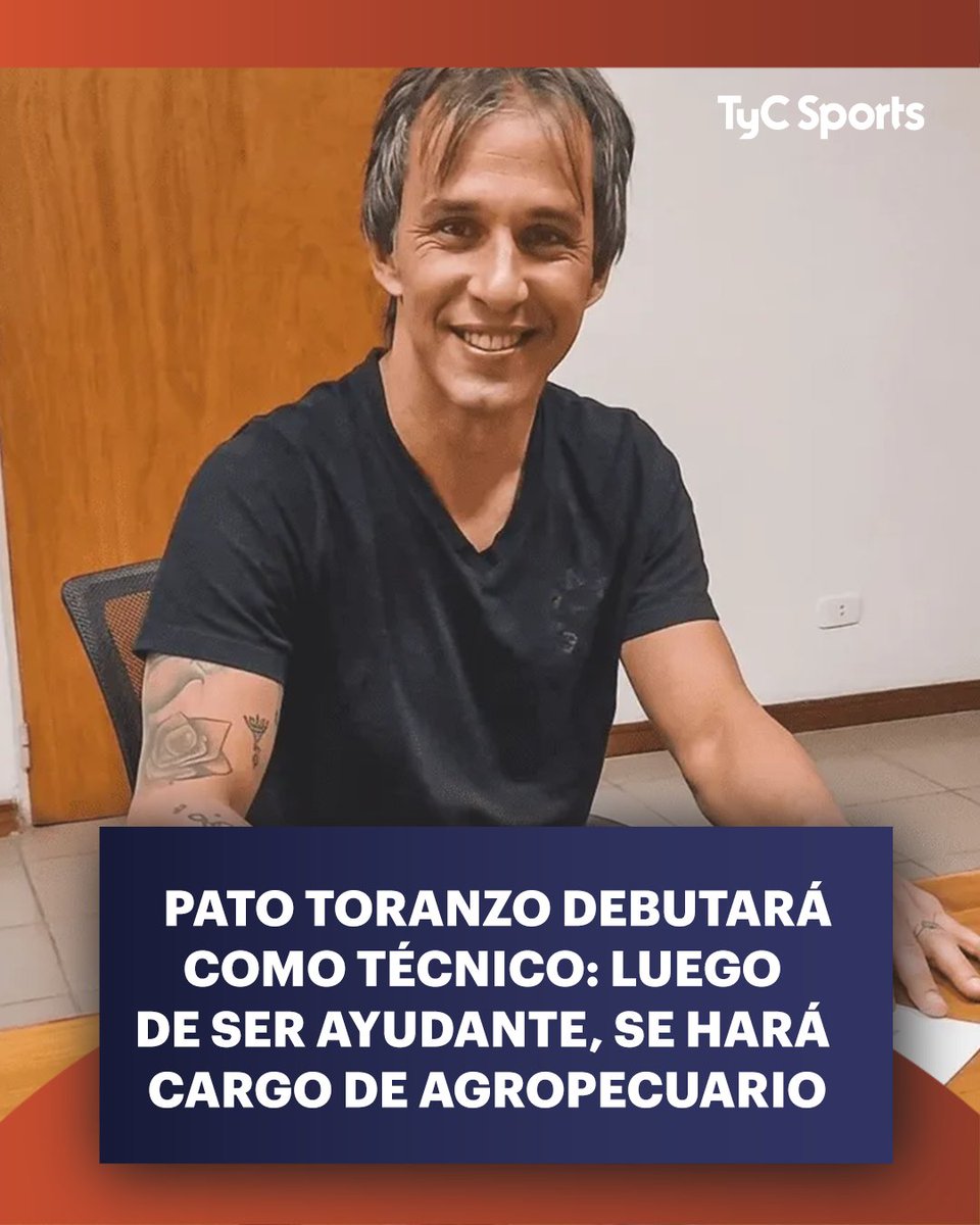TyCSports's tweet photo. ✍️ Patricio Toranzo será el entrenador de Agropecuario y continuará con el proyecto que había empezado Adrián Adrover, de quien era el ayudante de campo. El Sojero comunicó en sus redes la salida del DT y que el Patito lo reemplazará.

➡️ El exmediocampista que dejó una huella en Huracán de Parque Patricios, donde ganó una Copa Argentina y una Supercopa, y también vistió la camiseta de River tendrá su primera experiencia como entrenador principal. El conjunto de Carlos Casares está 14° en la zona B con solo 8 puntos en la misma cantidad de partidos disputados.