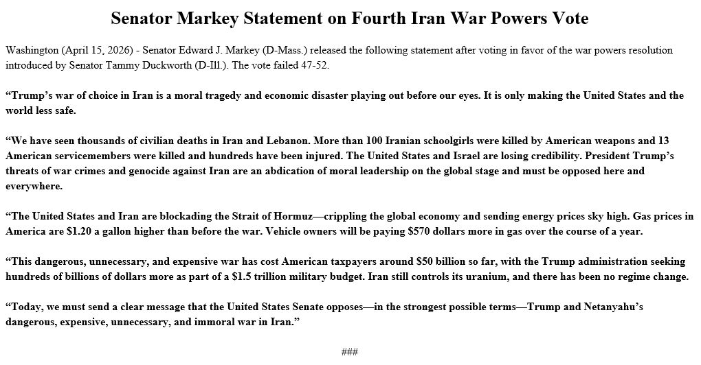 Ed Markey tweet media