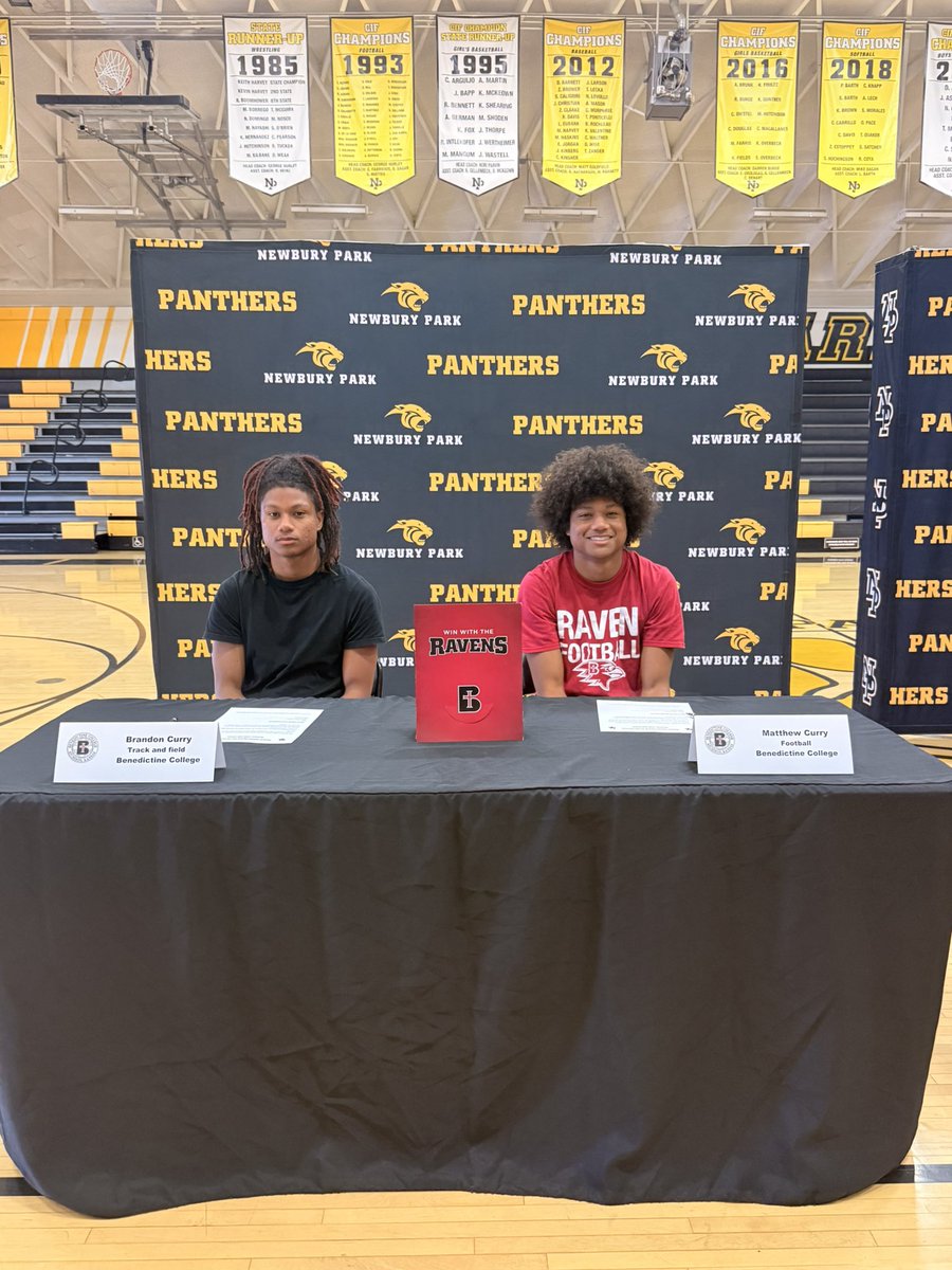 NPHSAthletic's tweet image. Congrats to the eight Panthers that participated in our final athletics signing day event of the school year! Brandon Curry, Matthew Curry, Drew Adamson, Jayce Ward, Colt Ward, Megan Wang, Madison Black, and Blake Gibson! The NPHS community is so proud of you! #PantherPride