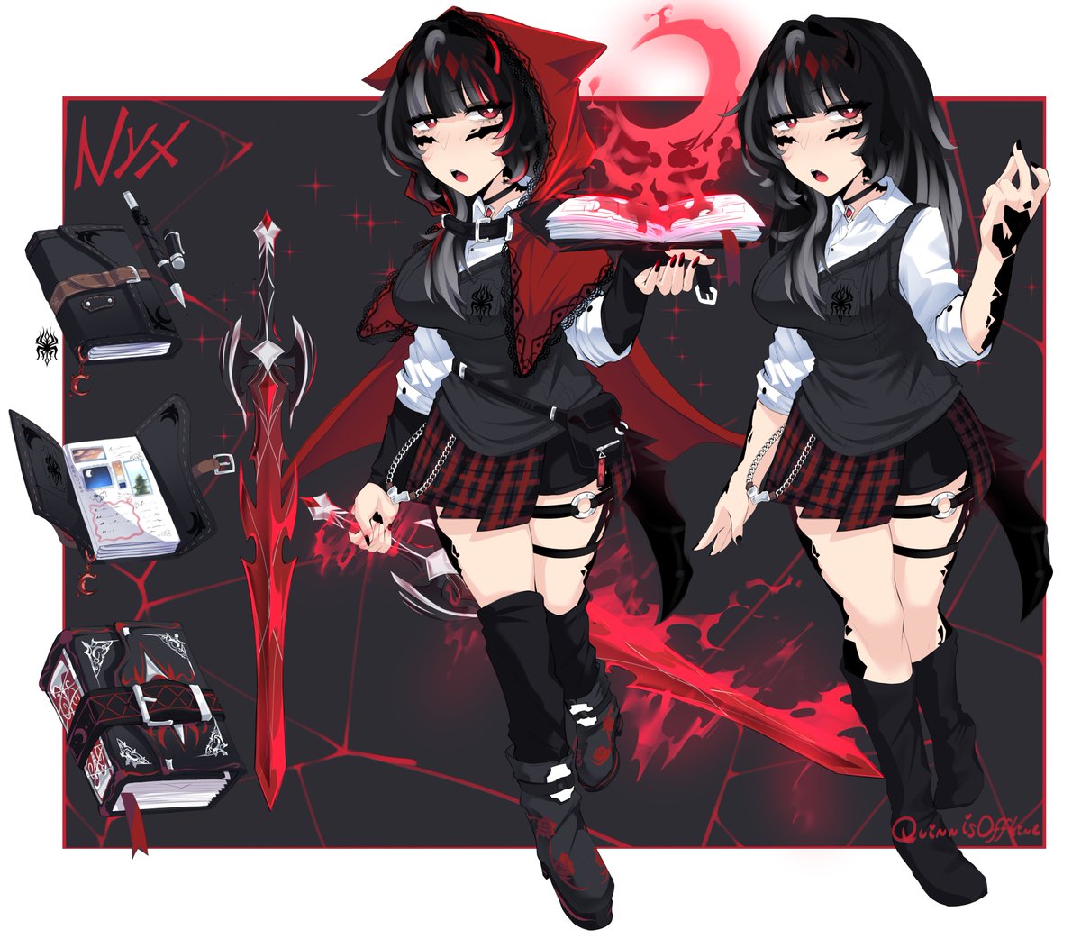 Nyx the Umbral Weaver❤️🖤🤍
Character design and sheet for <a href="/Kaizxclaw12/">Kaizxclaw12</a> ! ❥