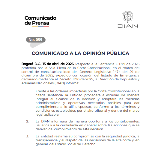 larepublica_co's tweet photo. #Atento I La Dian se pronunció frente a la decisión de la Corte Constitucional de declarar inexequibles los decretos de emergencia económica

"La entidad procederá a estudiar de manera integral el alcance de la decisión y adoptará las medidas administrativas y operativas necesarias para dar cumplimiento a lo allí dispuesto", dijo