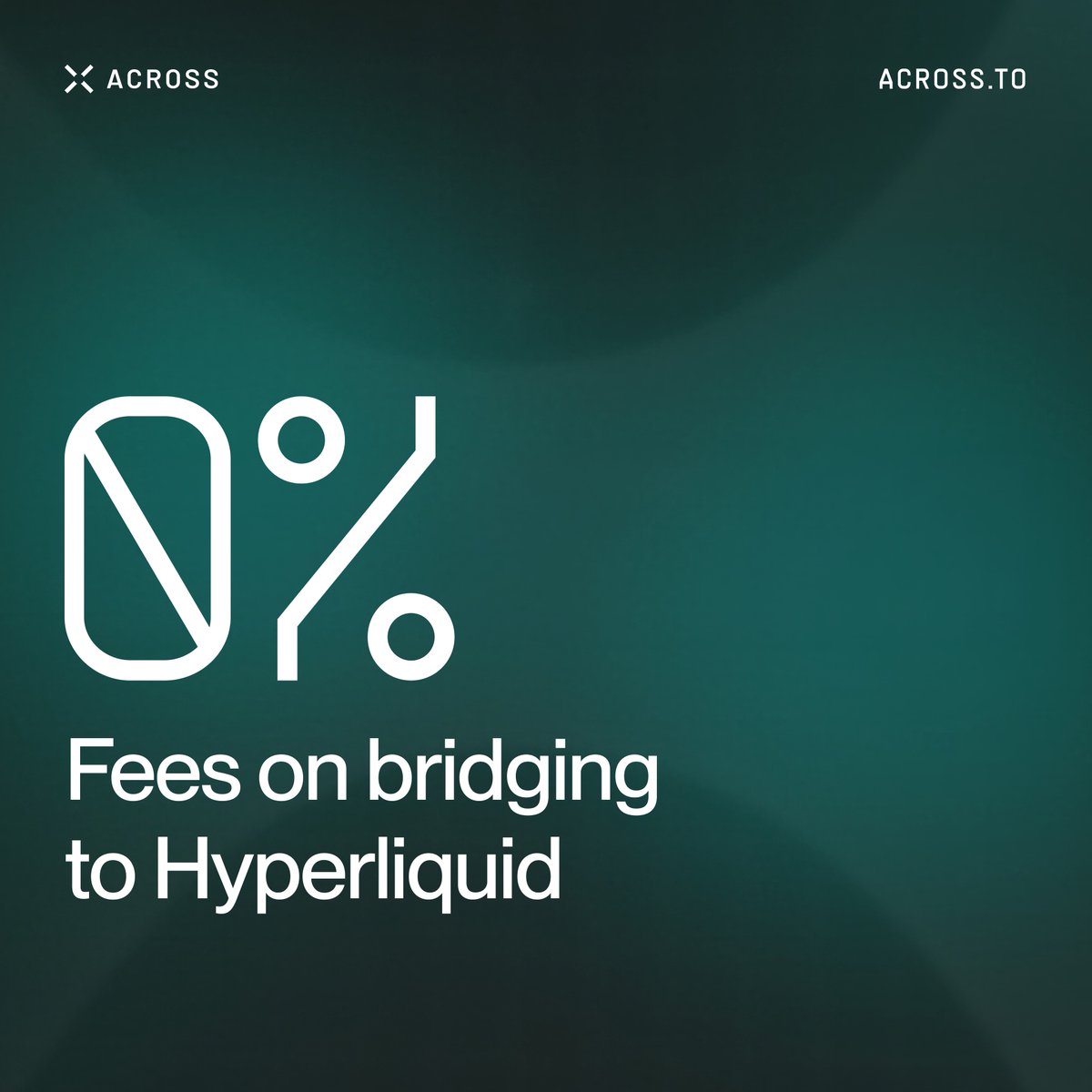 AcrossProtocol's tweet photo. Zero-fee bridging to Hyperliquid
Get there with Across