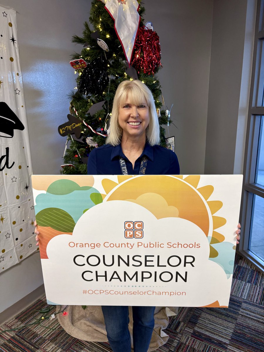 OCPScounselors's tweet photo. Congratulations to Elizabeth Stella from @eastriverhs_ocps on her selection as the @ocps_official high school Counselor Champion for March. She works to know her students well, tracks their progress towards graduation, and helps them plan for success after high school. https://t.co/gk8IUpep36