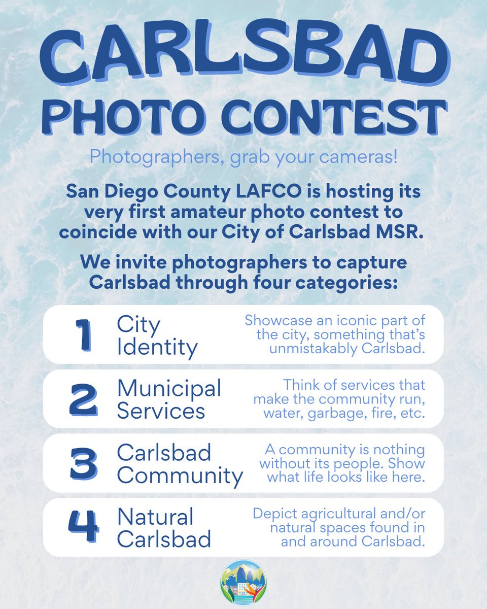 sdlafco's tweet photo. Do do you live in Carlsbad? Do you like taking photos? If so, then this post is for you! San Diego Local Agency Formation Commission (LAFCO) is hosting its very first amateur photo contest. 📸 https://t.co/w6h0t3dzCo