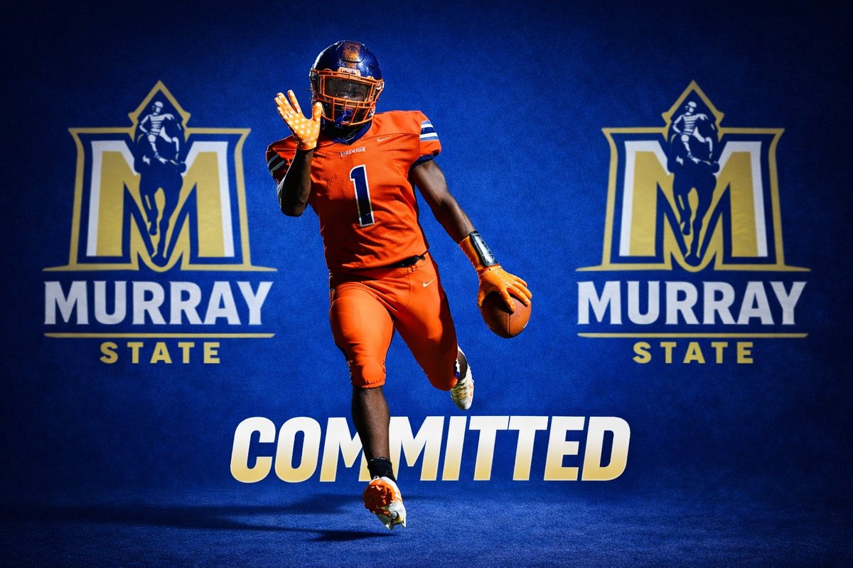 BigPlayclay1's tweet photo. I’m blessed to announce that I’ve committed to Murray State University (@racersfootball) Thank you to my family, coaches, and everyone who supported me along the way. Let’s work.

@WrightJody 
@CoachWatsonKHS 
@KCobrasFootball 
@calvinwhite55 
@Jacob_Shames https://t.co/HUj5emgFod