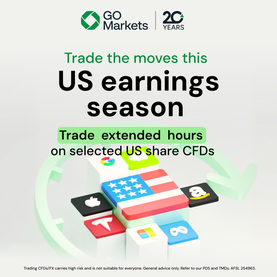 Big reports. Bigger market moves. The US earnings season is here 📣 

Banking, tech, defence and energy giants start reporting this week and the market could move fast on every result, every outlook and every surprise. 

Trade extended hours on selected US share CFDs* 👉