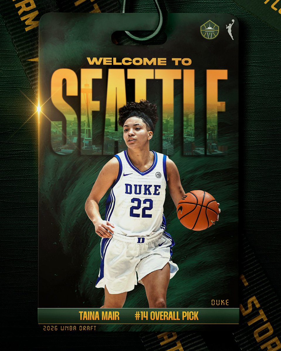 Con el pick #14 del Draft 2026 de la WNBA, Seattle Storm elige a Taina Mair de Duke.

#WNBADraft