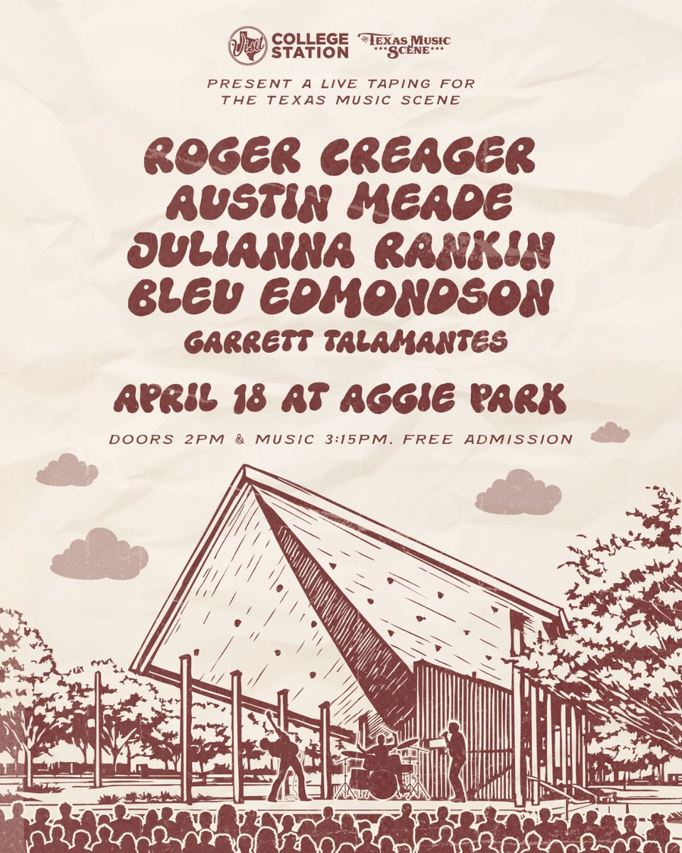 Big news… our special guest for Saturday’s live taping is Roger Creager! 🔥

Don’t miss your chance to catch him live at Aggie Park. FREE and open to the public thanks to our friends at <a href="/VisitCSTX/">Visit College Station</a>. Bring your friends and come be part of the live audience.

See y’all Saturday!