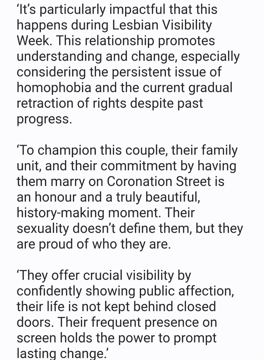 scammer68's tweet image. Some wise &amp;amp; timely words from Vicky Myers on the Swarla wedding
@VixMyers #Swarla #Corrie  #representation