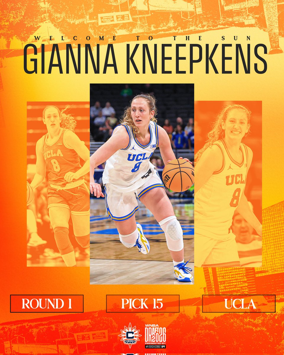 Con el pick #15 del Draft 2026 de la WNBA, Connecticut Sun elige a Gianna Kneepkens de UCLA.

#WNBADraft