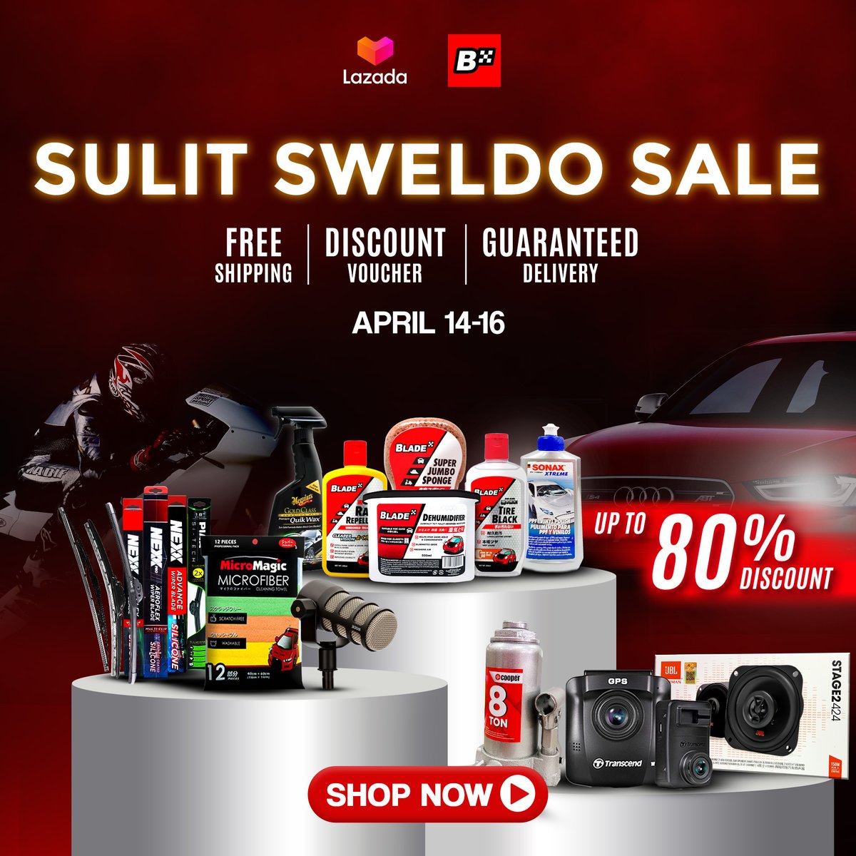BladeAutoCenter's tweet image. 🔥 Sweldo mo, sulitin mo!
Score the best deals this Sulit Sweldo Sale 💸
🚚 FREE Shipping
🎟️ Discount Vouchers
📅 April 14–16 only!
💥 UP TO 80% OFF on selected items!

👉 Upgrade your ride now—It’s Blade! It’s Better!
#BladeAutoCenter #BladePH #ItsBladeItsBetter #SweldoSale