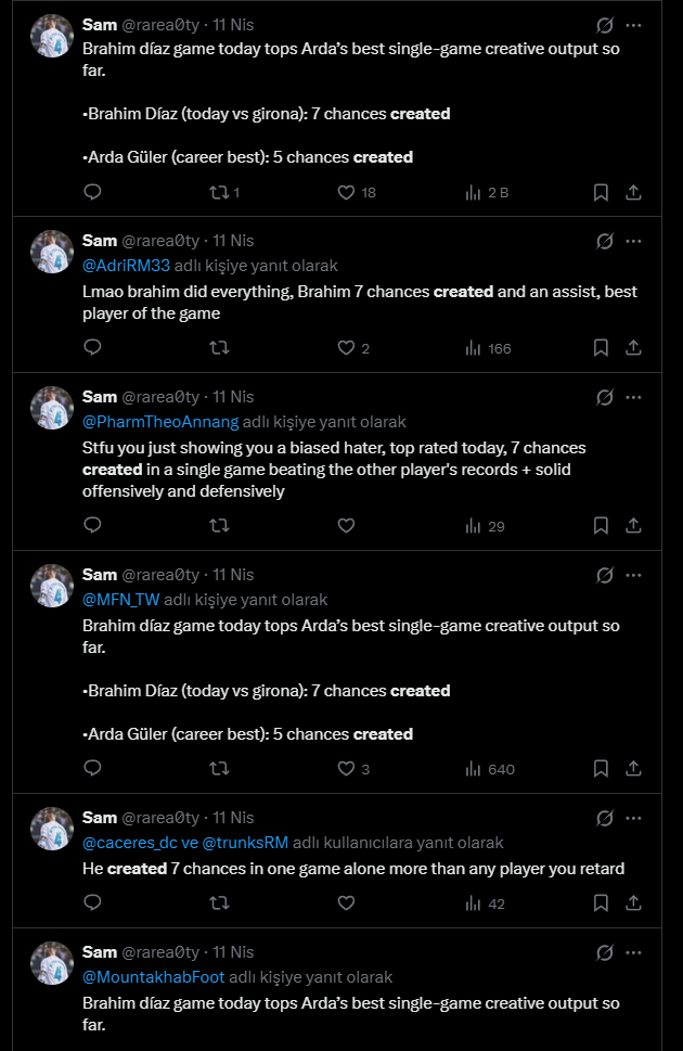 KarabaghStrong's tweet photo. @MadridXtra @tjcope A Brahim fan @rarea0ty keeps posting as if Arda's career best for chances created in a game were 3 and 5 : )

Even though Arda created 8 chances in 45 minutes.

Maybe he thinks he will help Brahim to be starter by this way ^^ https://t.co/2Du3OyczgB