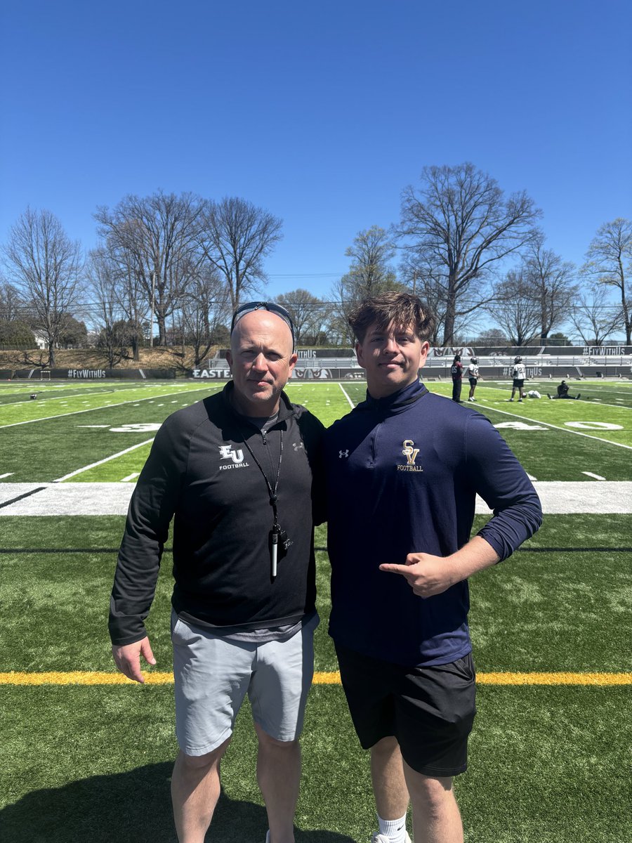 WychickJohn1's tweet photo. Had a great Junior  Day  @EUEaglesFB 
Looking forward to a game day visit this season! 
#FlyWithUs
@michairasheed 
@Coach_Gilmore3 https://t.co/0tDICAuVO2