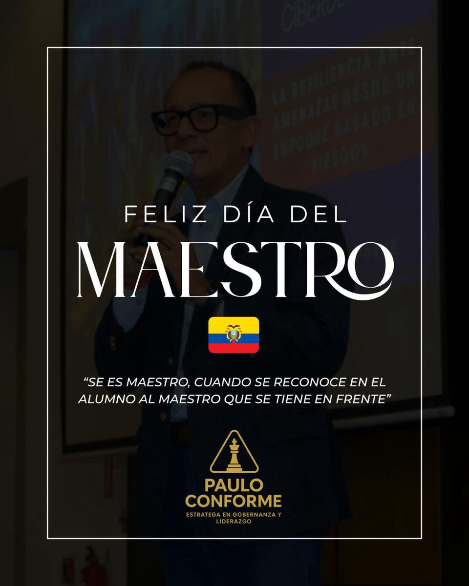 coachingpcg's tweet photo. Feliz día a todos los maestros 🇪🇨 que reconocen en sus alumnos al verdadero maestro ! 

Paulo Conforme 
Catedrático-Coach https://t.co/108yK5HBSN