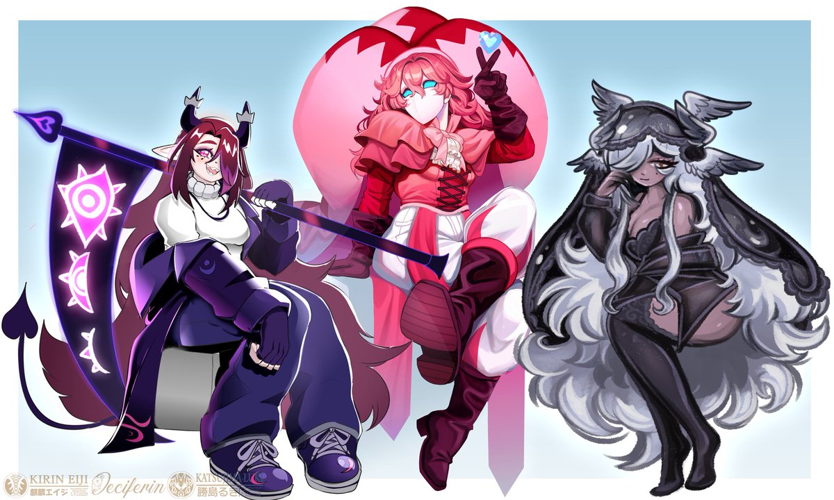 KatsujimaLuki's tweet photo. The finished raffle piece! From me, @KirinEiji &amp; @deciferin it was a very fun Collab ありがとうございます
! 💛 あー、楽しかった〜

Winners
sugaredbones.bsky.socials
https://t.co/B1VVBc2dU4
And Noah! 
#オリジナル #raffle #Art https://t.co/0onsXGUOSQ