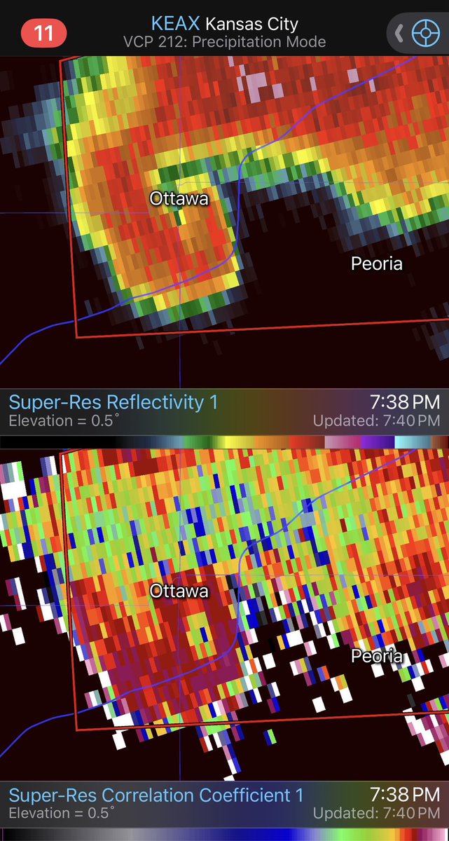 Only_Storms's tweet photo. Debris signature in Ottawa  @fox4wx https://t.co/d08CyDZdVG