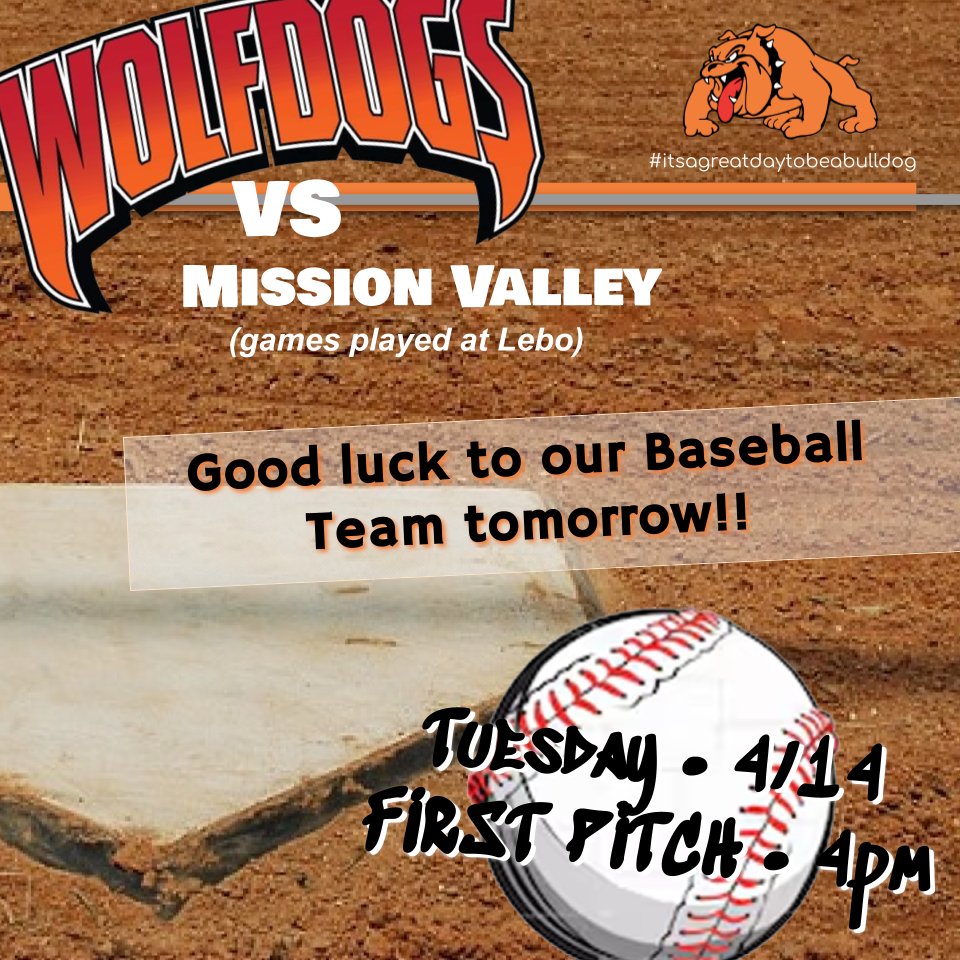 The Baseball Games that were scheduled for today have been rescheduled for tomorrow, April 14th, at Lebo.  #itsagreatdaytobeabulldog