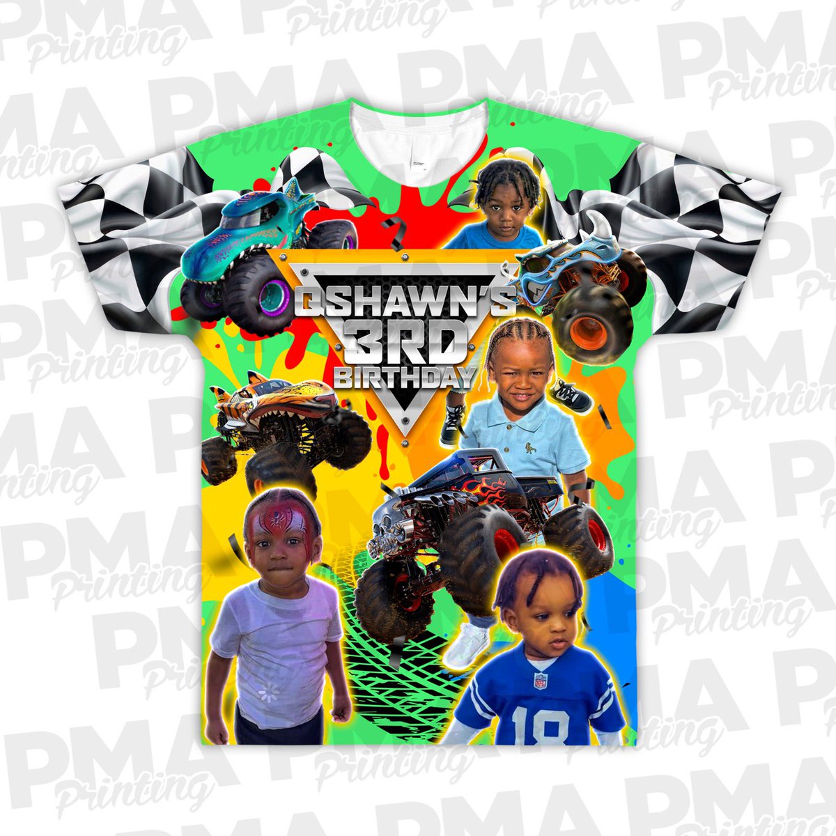 Custom sublimation birthday shirt. 

Need custom shirts printed? 

Contact us today!