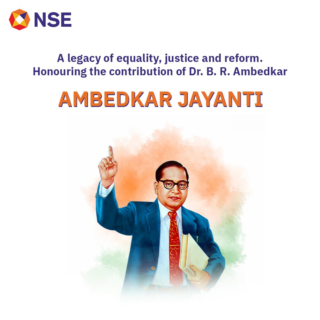 NSEIndia's tweet image. Ambedkar Jayanti marks the birth anniversary of Dr. B. R. Ambedkar, whose vision for equality, justice and constitutional values continues to guide the nation. NSE pays tribute to his enduring legacy and contributions.

#NSE #NSEIndia #AmbedkarJayanti @ashishchauhan