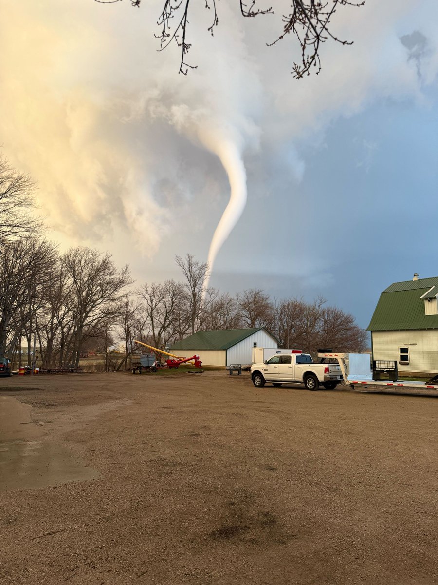 Confirmed tornado by an emergency manager at 7:50 pm, located north and east of Webb Iowa. Moving northeast toward Dickens, Ruthven, and Ayrshire.