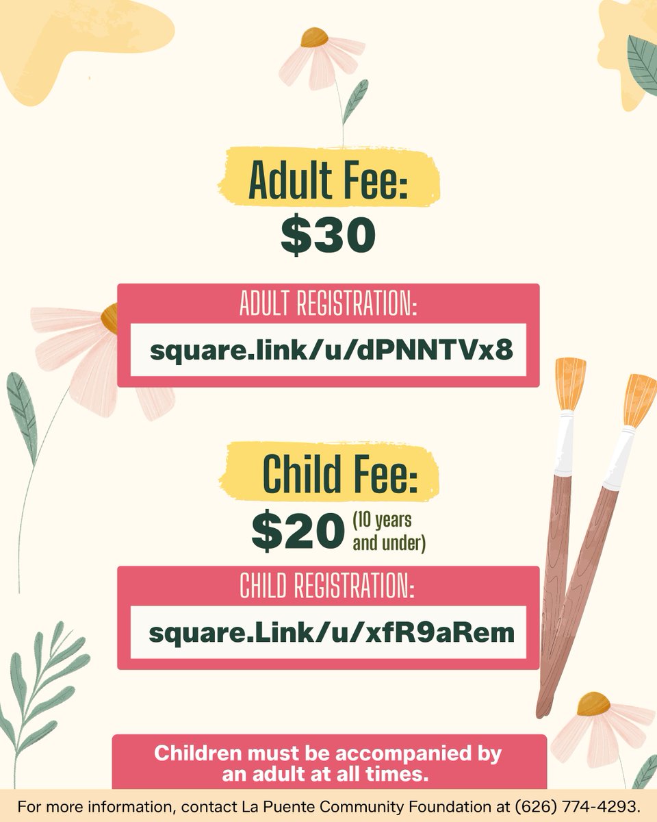 CityofLaPuente's tweet image. 🎨💐 Mother’s Day Paint &amp;amp; Sip
Create your own artwork in a fun, guided experience. ✨

📅 May 8 | 🕖 7 PM
📍 La Puente Community Center

🎟️ Adults $30 | Kids $20
🔗 Register: square.link/u/dPNNTVx8

#LaPuente #MothersDay #PaintAndSip #Community