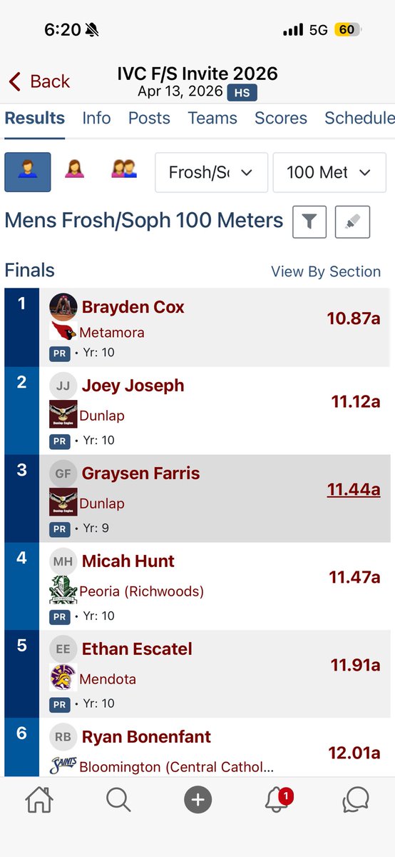Brayden_cox2028's tweet photo. 10.87- 100m
7th in 2a - 21st in Illinois 
22.45 in 200m 
2nd in school history 
Sophomore 
@MTHSFootball @metamora @Coach_Delinski https://t.co/uWIsnVTNtc