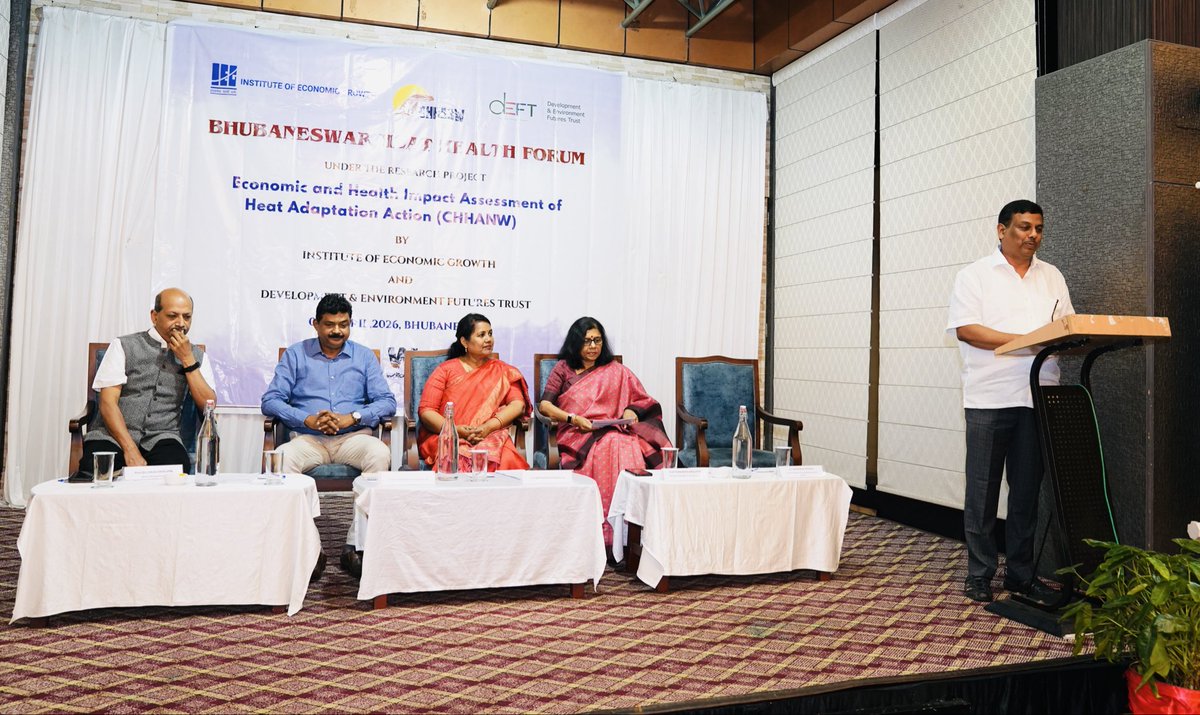 deft_india's tweet photo. Bhubaneswar Heat Health Forum hosted by IEG &amp; DEFT under CHHANW project, brought together govt, academia &amp; civil society to strengthen heat adaptation efforts with Sessions on
• Physiological &amp; public health understanding of heat
• Planning &amp; implementation of risk reduction https://t.co/C1aBvFFjxi